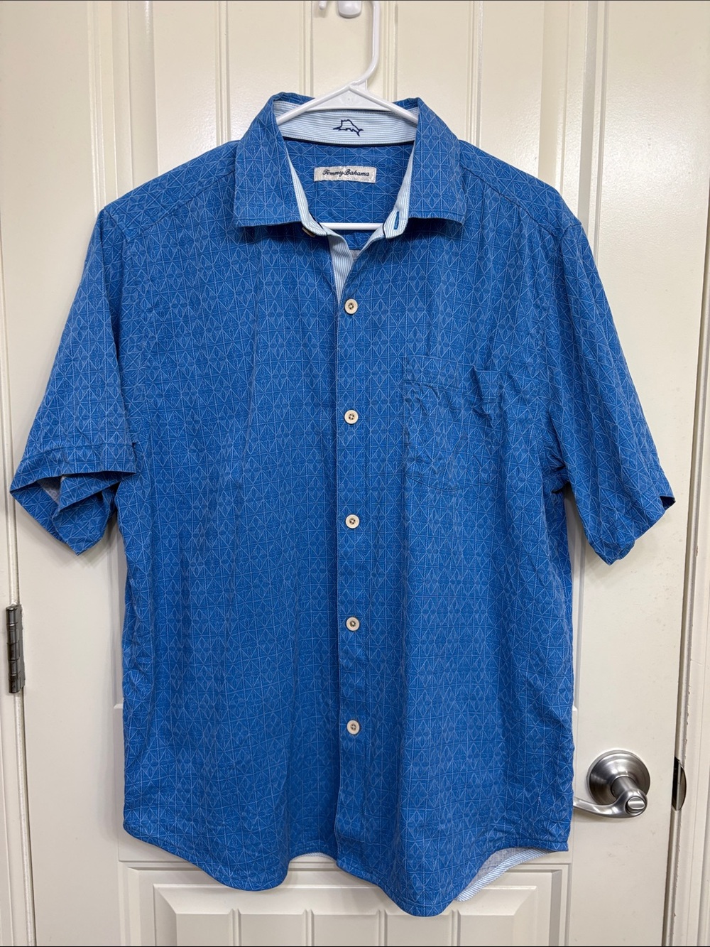 Tommy Bahama Blue Short-Sleeve Geometric Button-Down Shirt